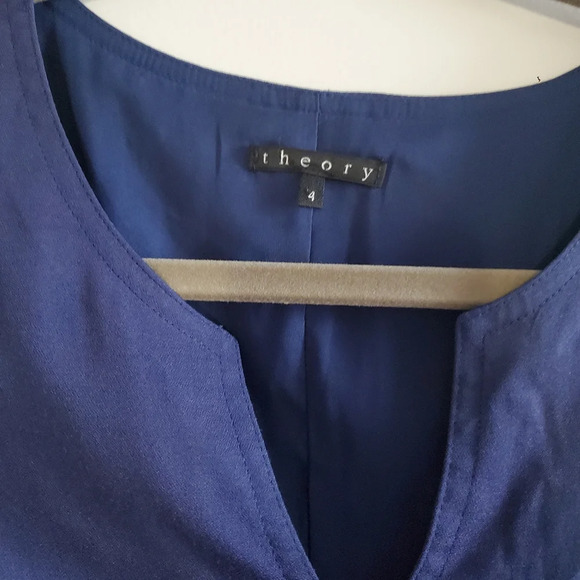 Theory blue vneck sleeveless sheath dress with pockets size 4! - Picture 3 of 12